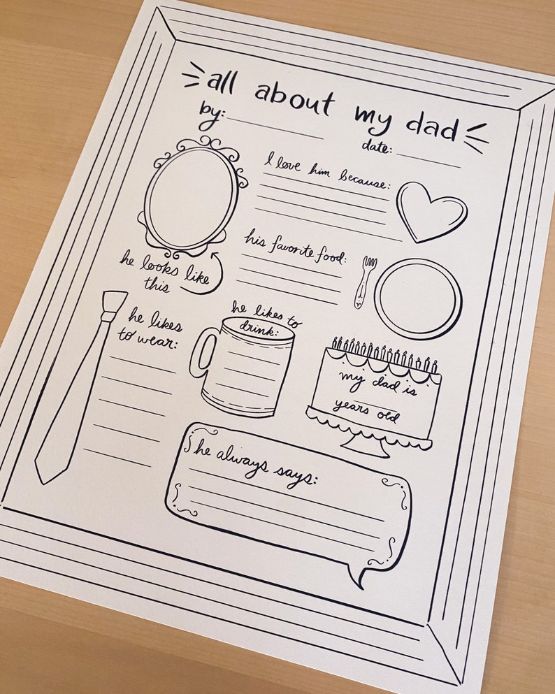 Father’s Day Printable Coloring and Activity Page All About My Dad ...