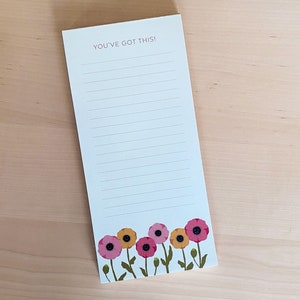 Magnetic Notepad You&#39;ve Got This Smiling Poppies - Illustrated Lined Memo Pad for Organization & Motivation