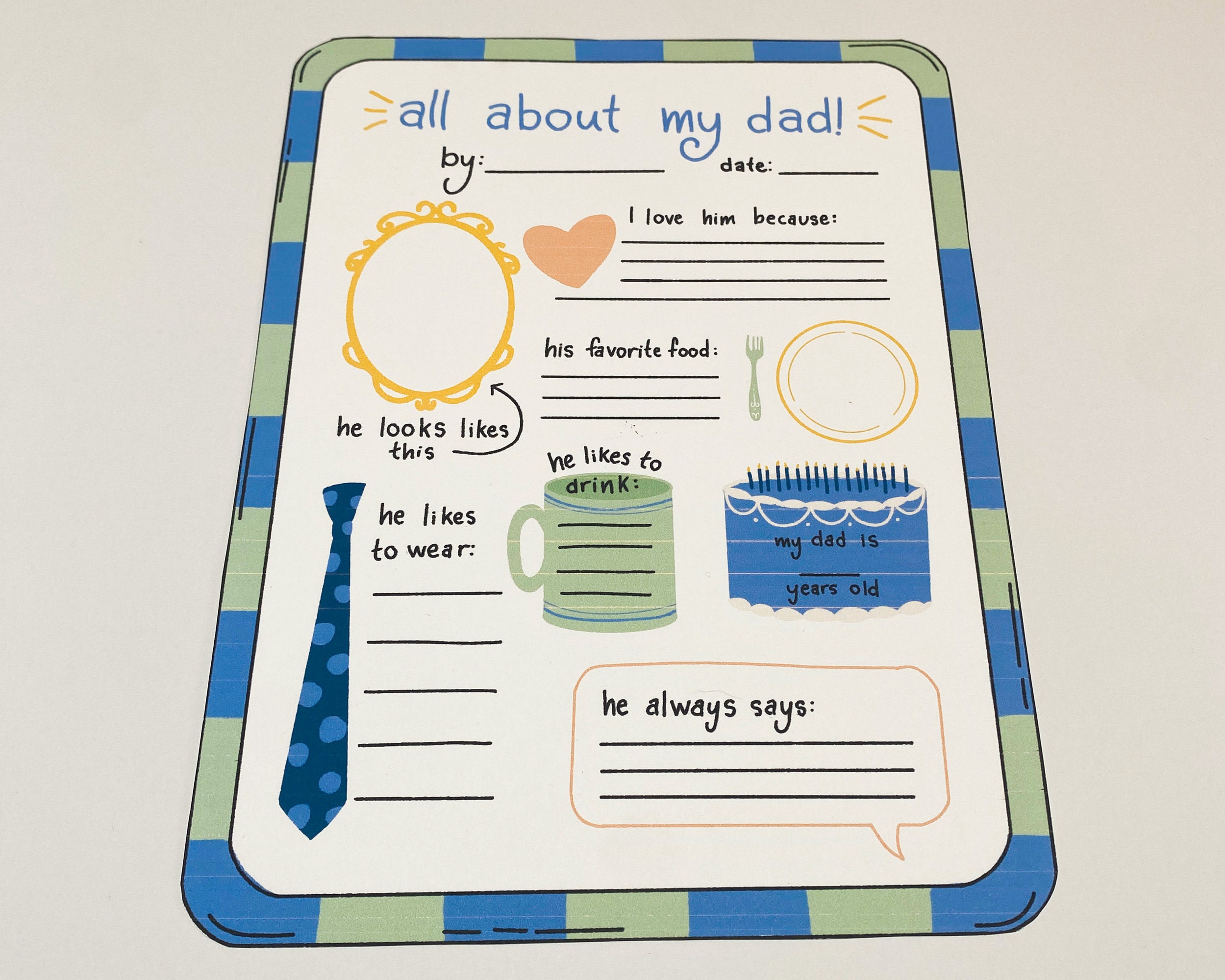 Father's Day Printable: All About My Dad Activity Page (digital ...