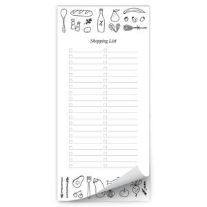 Shopping List Magnetic Notepad With Hand-Drawn Food Illustrations White Background Refrigerator Listpad For Groceries