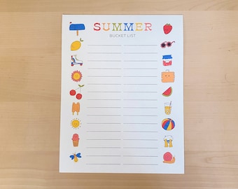 Printable Summer Bucket List Fun Planning Digital Download Colorful Cute Illustrations Summer Break To-Do List