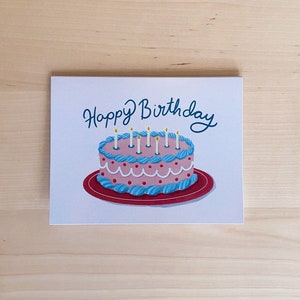 vintage paysage de gâteau d'anniversaire carte de vœux | Cartes illustrées conçues par un artiste | 5,5 pouces par 4,25 pouces, lot de 5 ou 1