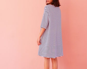 T shirt dress, women's t shirt dress , oversize t shirt dress, oversize tunic, shirt dress, striped t shirt dress, striped t shirt dress