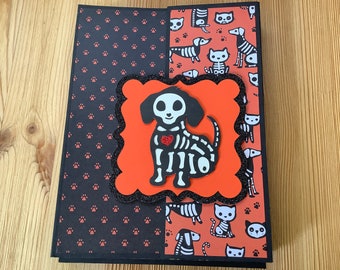 Handmade 8" x 6" PET SKELETON HALLOWEEN Photo Folio Album