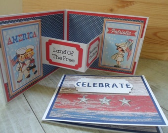 Handmade Accordion Fold 4th Of JULY INDEPENDENCE DAY Greeting Cards, Fancy Fold Cards Choice