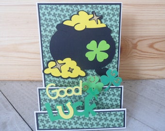 Handmade POT OF GOLD St. Patrick's Day Greeting Card, Stepper Card