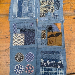 One Sashiko Boro Stitched Patch Denim Patch Visible Mending