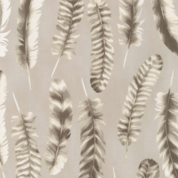 Ash Feathers Fabric per yard. Robert Kaufman, Black White Collection Fabric Yardage. Modern Rustic Feather Nature Botanical Fabric.