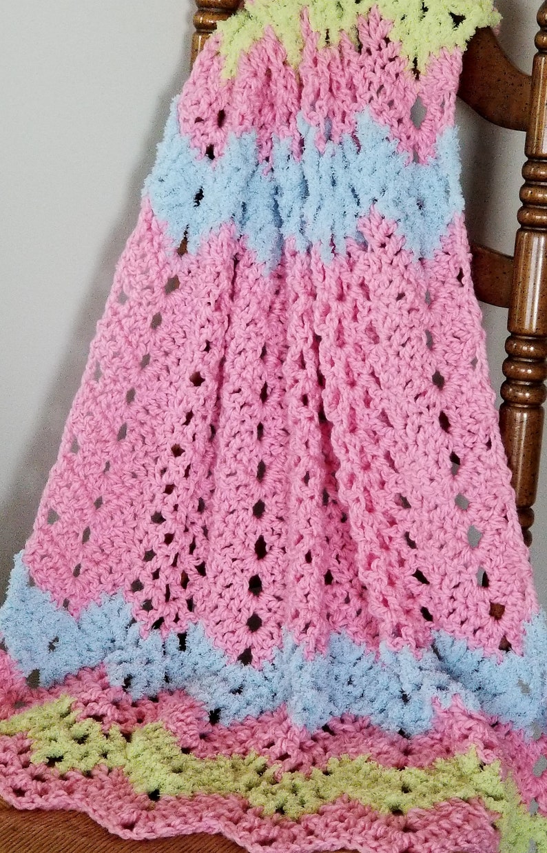 Soft Chevron Double Border Stripe AfghanCrocheted Baby Etsy