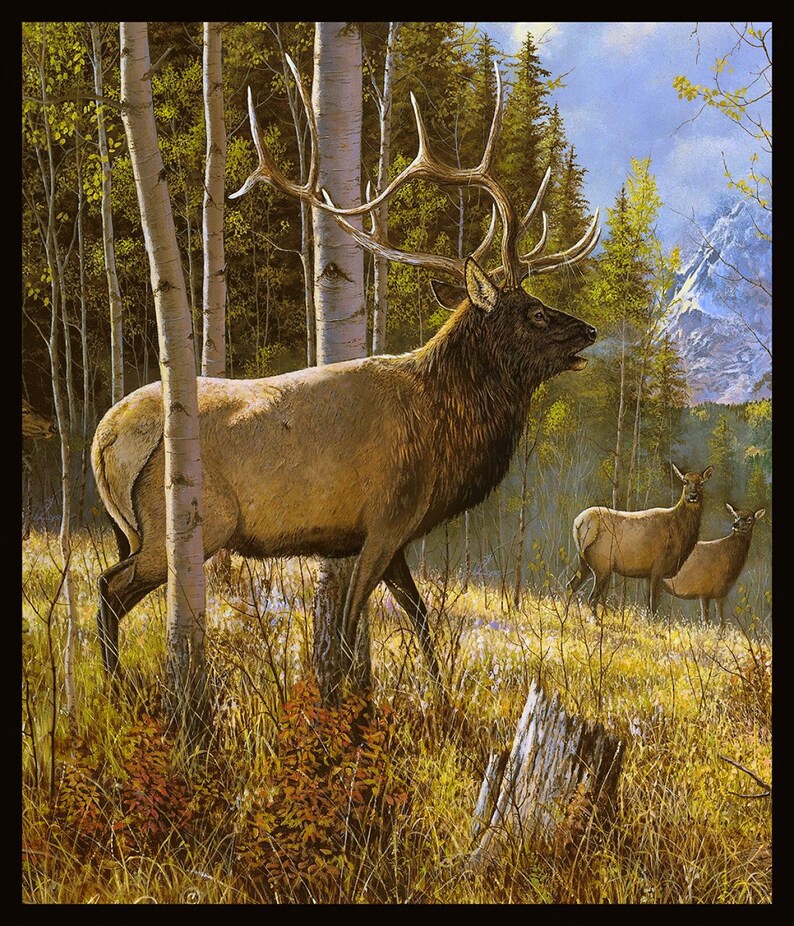 Elk Quilt PanelOne of a KindWindhamElk FabricWildlife Etsy