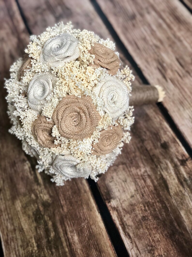 Burlap Bouquet Burlap Bridal Bouquet in BurlapIvory Rustic Wedding Bouquet Rustic Bouquet Wedding Bouquet Choose Size Burlap Flowers
