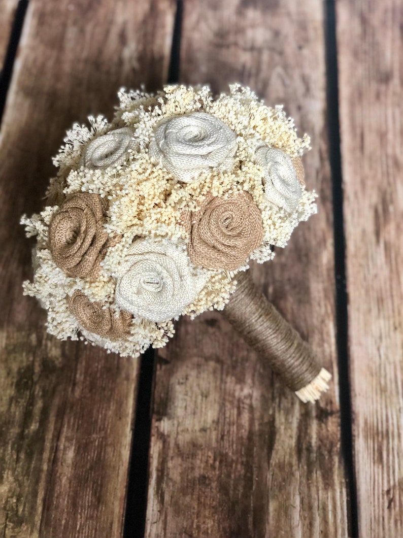 Burlap Bouquet Burlap Bridal Bouquet in BurlapIvory Rustic Wedding Bouquet Rustic Bouquet Wedding Bouquet Choose Size Burlap Flowers