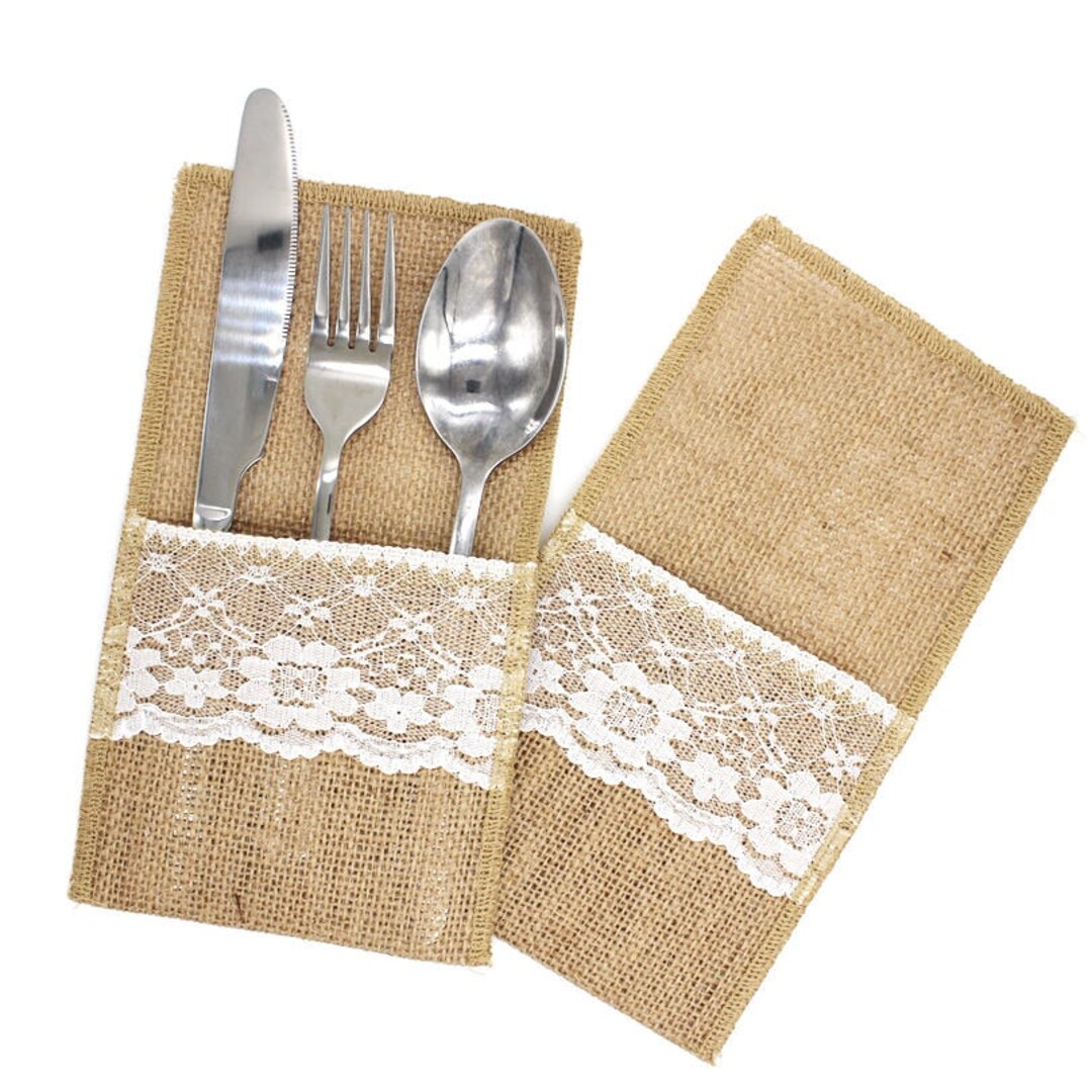 Burlap Silverware Holder 10PCS for Parties & Weddings Burlap Etsy