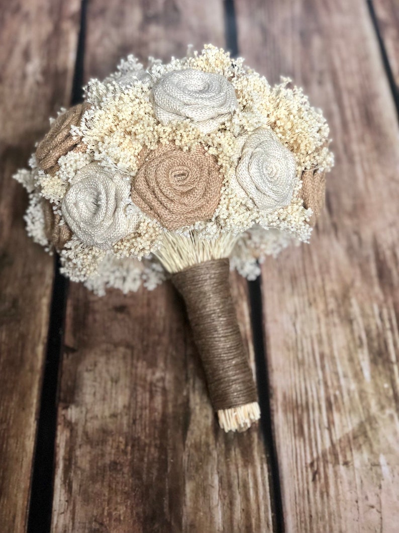 Burlap Bouquet Burlap Bridal Bouquet in BurlapIvory Rustic Wedding Bouquet Rustic Bouquet Wedding Bouquet Choose Size Burlap Flowers