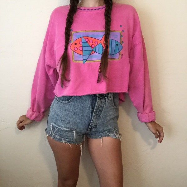 80's oversized cropped sweatshirt