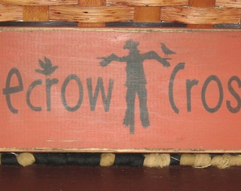 Primitive Scarecrow Crossing sign fall~autumn~harvest