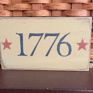 Primitive Country 1776 shelf sign 6&quot; America