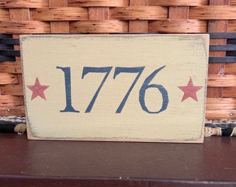 Primitive Country 1776 shelf sign 6" America
