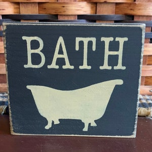 Primitive Country Bath 4” shelf sign