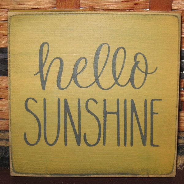 Primitive Country Hello Sunshine Mini Sign