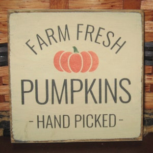 Primitive Country Farm Fresh Pumpkins mini sq sign fall~autumn~harvest