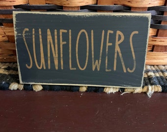 Primitive Country Sunflowers 6" shelf sign ~ tiered tray sign