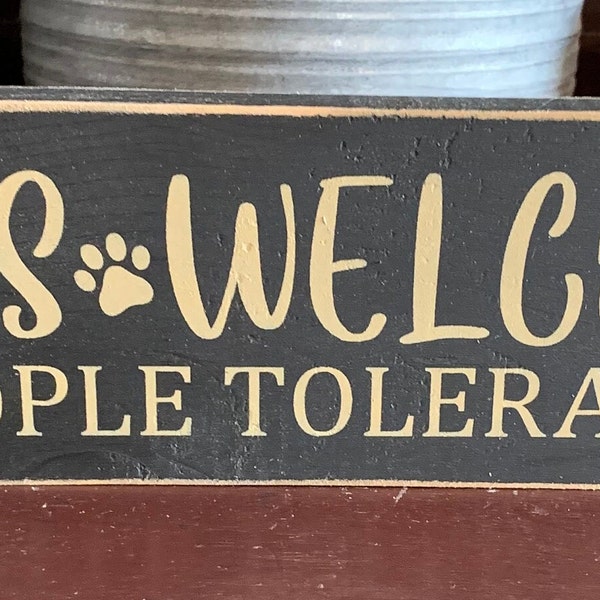 Primitive Country Cats Welcome~People Tolerated 12" sign