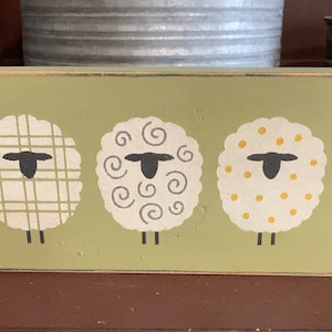 Primitive Country Sheep 8” shelf sign