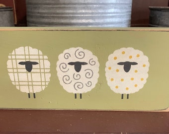 Primitive Country Sheep 8” shelf sign
