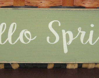 Primitive Hello Spring sign