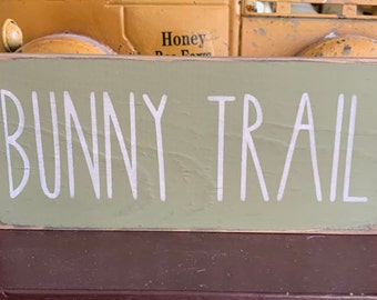 Primitive Country Bunny Trail 8” shelf sign