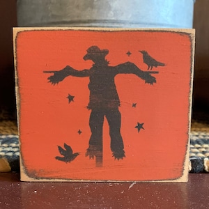 Primitive Scarecrow 4” shelf sign