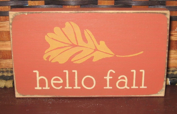 Primitive Country Hello Fall Shelf Sign Autumn harvest | Etsy