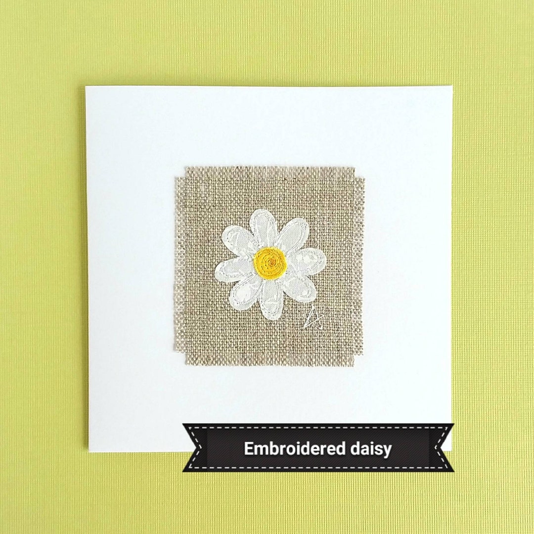 Embroidered White Daisy Card. Any Occasion Card - Etsy