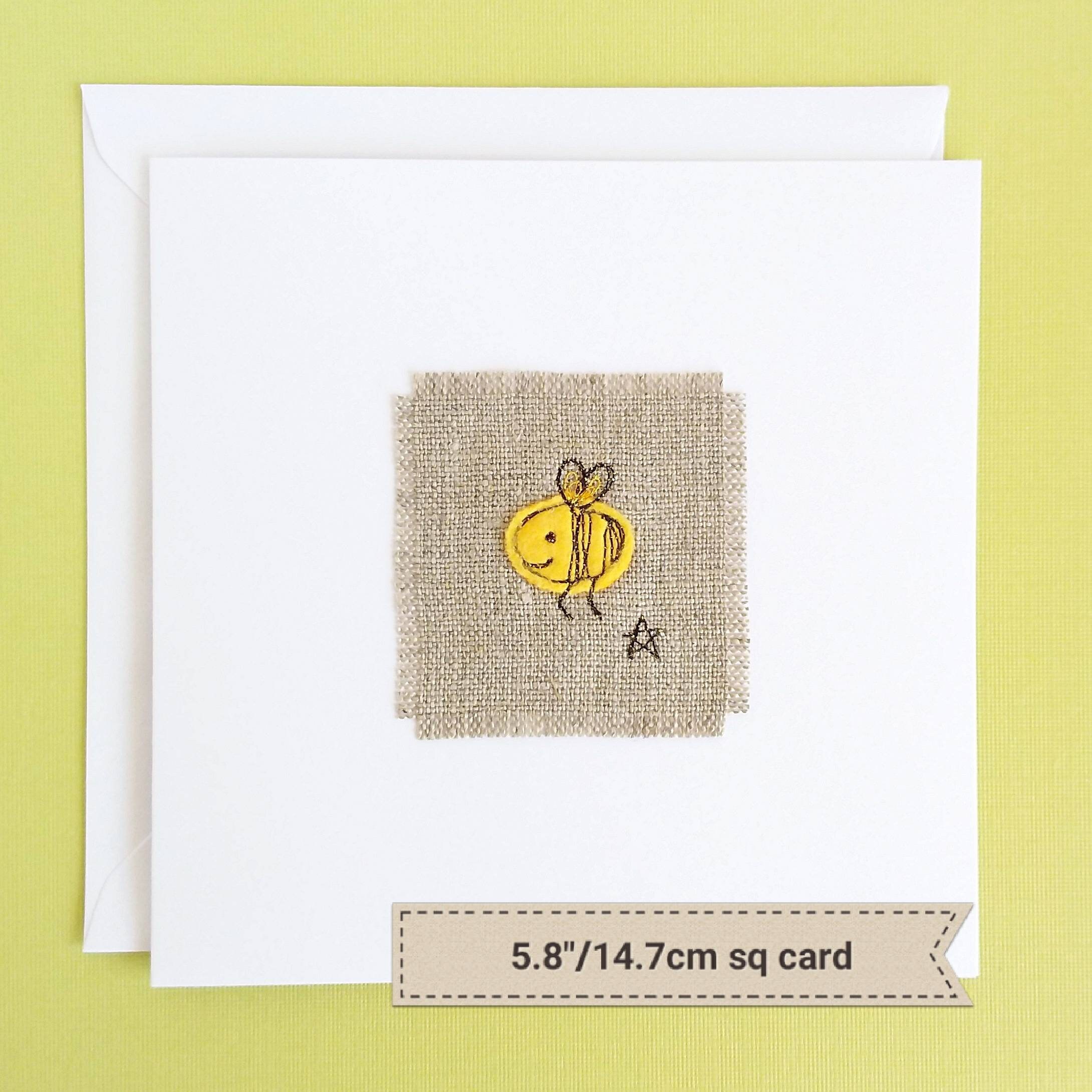Embroidered Bee Greetings Card. Birthday Card or Linen Etsy UK