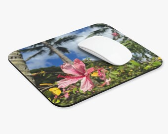 Hawaiian Hibiscus Mouse Pad, Plant Mouse Pad, Hawaii Mouse Pad, Tropical Mouse Pad, Hibiscus Flower Mouse Pad, Work from Home, Home Office