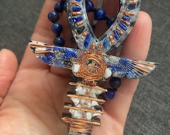 Ankh Orgonite Pendant/Lapis Lazuli