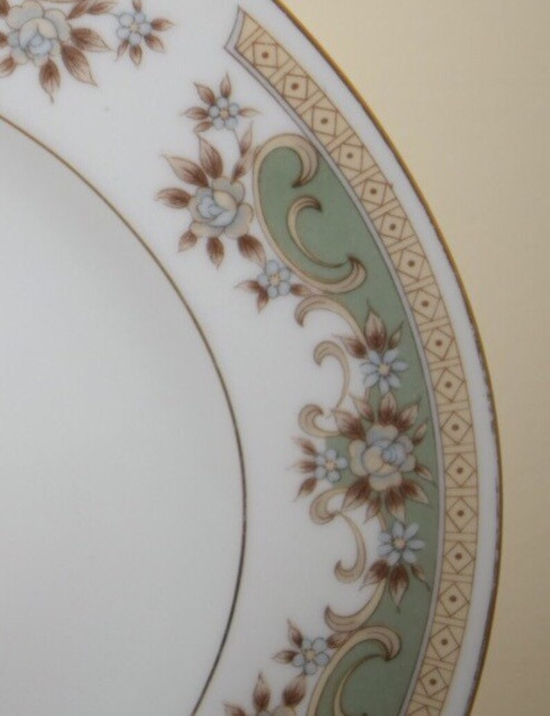 Platter Plate Serving Piece TAIKO Fine China Vintage Green Floral Etsy