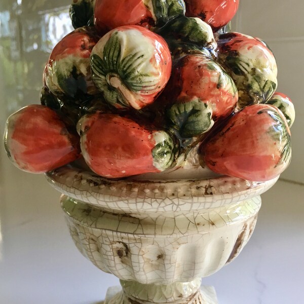 Ceramic Strawberry Topiary Majolica Style Vintage 70’s