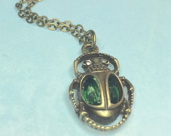 Scarab necklace-Green Steampunk necklace-Emerald Necklace-Scarab Earrings-Beetle necklace-Scarab jewelry-Egyptian jewelry-Egyptian necklace