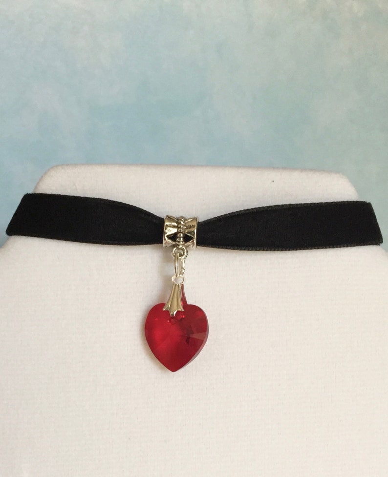 Heart ChokerRed Heart choker Swarovski Heart Necklace Red Etsy