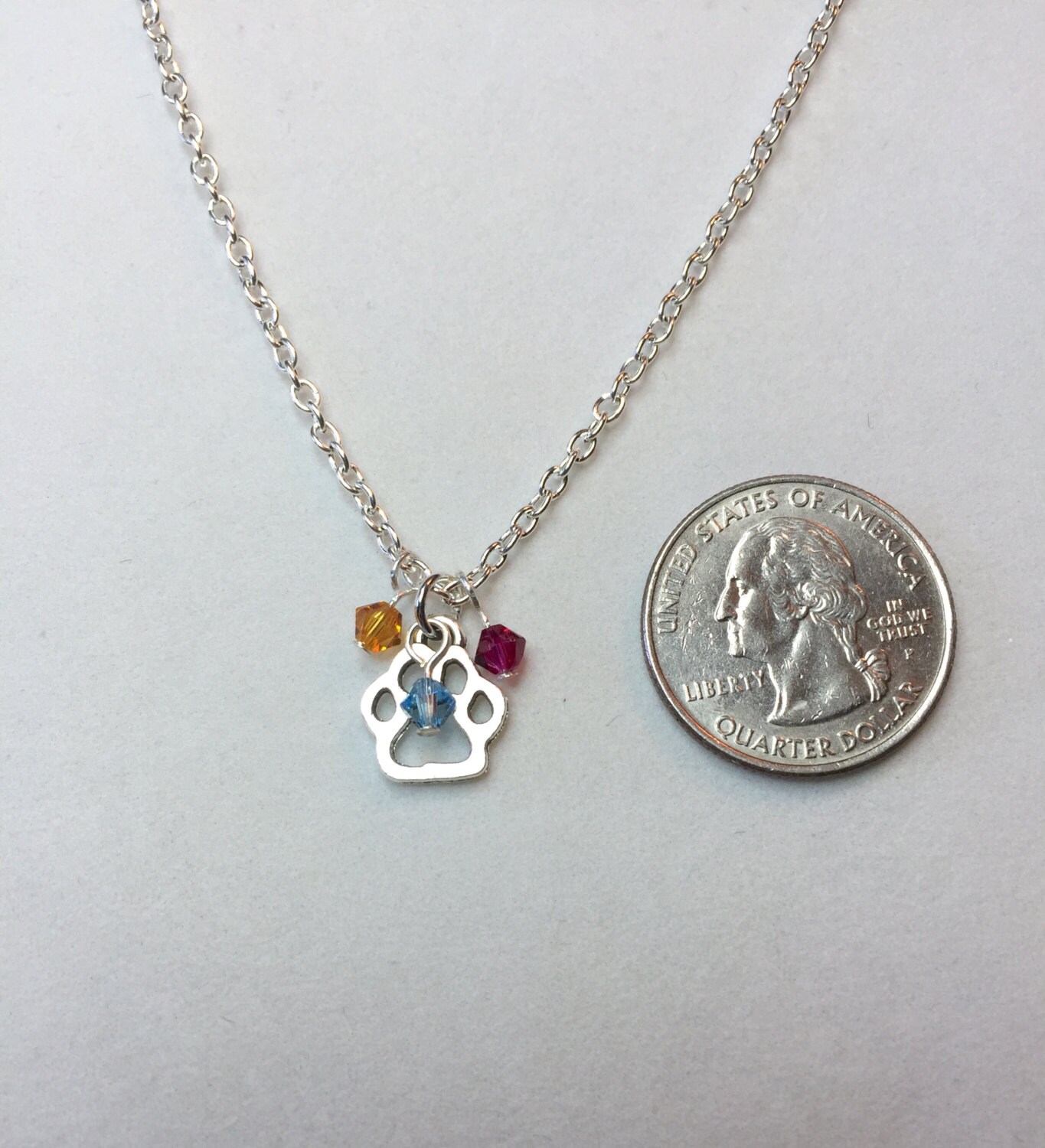 Dog Paw Necklace-dog Birthstone 
