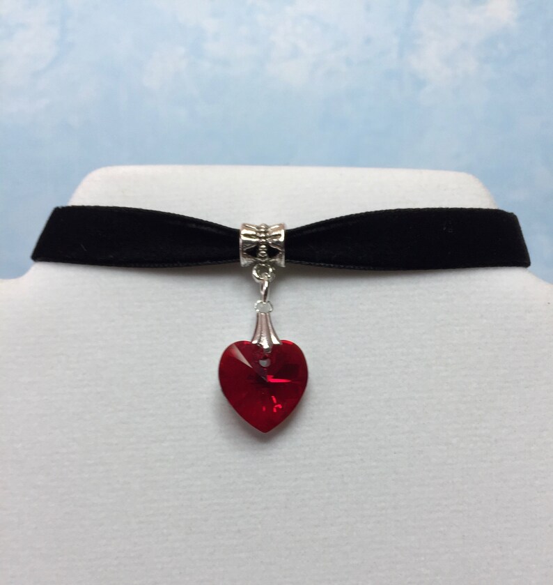 Heart ChokerRed Heart choker Swarovski Heart Necklace Red Etsy