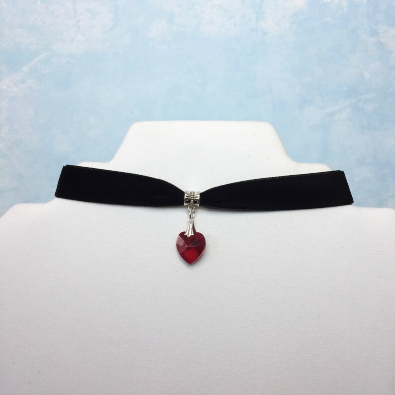 Heart ChokerRed Heart choker Swarovski Heart Necklace Red Etsy