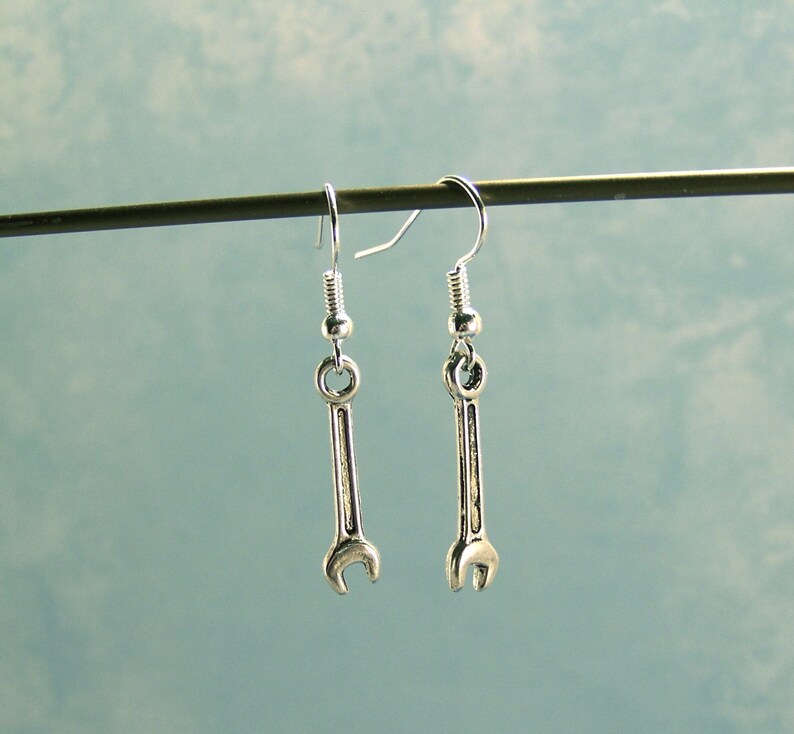 Wrench Earrings-WITH or WITHOUT BOWS-Socket Wrench earrings-socket wrench jewelry-wrench charm-tool charm-mechanics jewelry-wrench-Ms Fixit