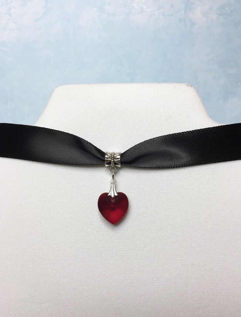 Heart ChokerRed Heart choker Swarovski Heart Necklace Red Etsy
