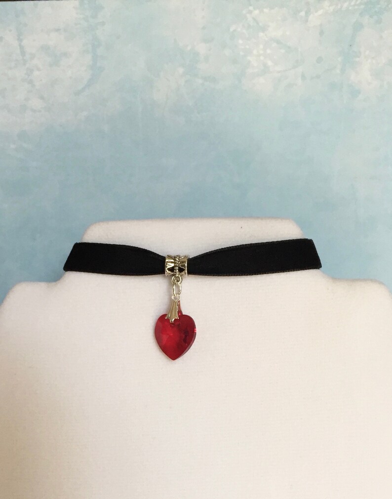 Heart ChokerRed Heart choker Swarovski Heart Necklace Red Etsy