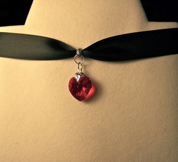 Heart ChokerRed Heart choker Swarovski Heart Necklace Red | Etsy