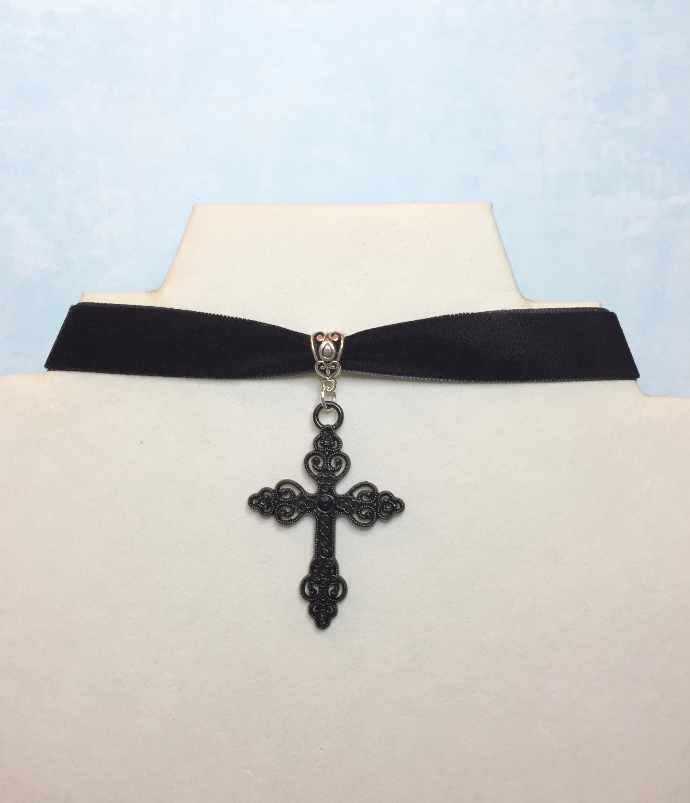 Cross Necklace gothic Cross Choker OR 
