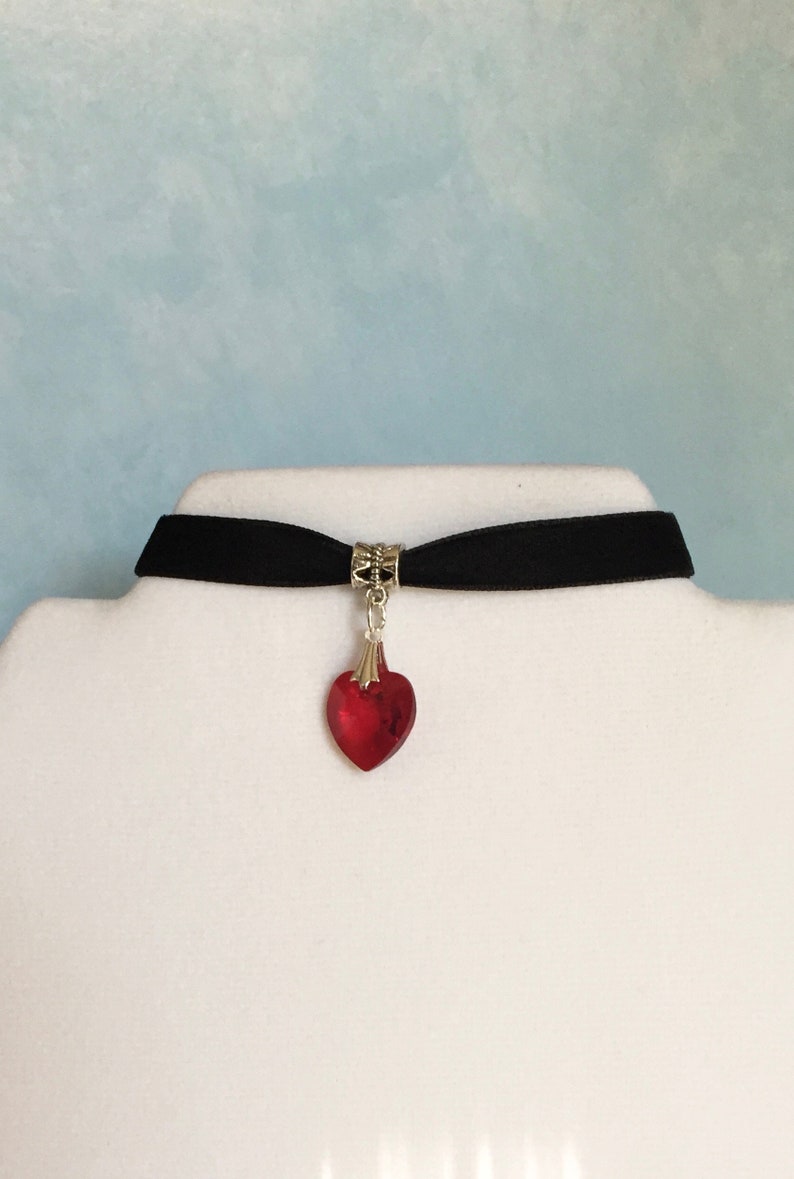 Heart ChokerRed Heart choker Swarovski Heart Necklace Red Etsy